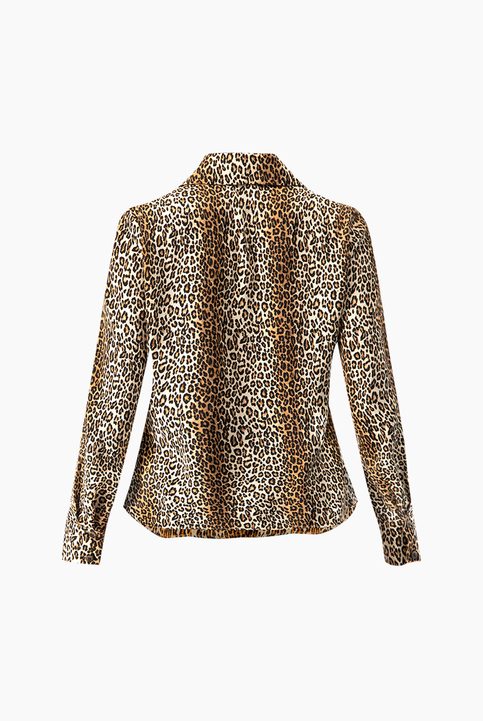 Blusa camisera larga con estampado de leopardo en color café