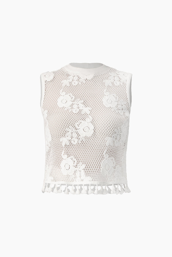 Blusa tejida con flecos