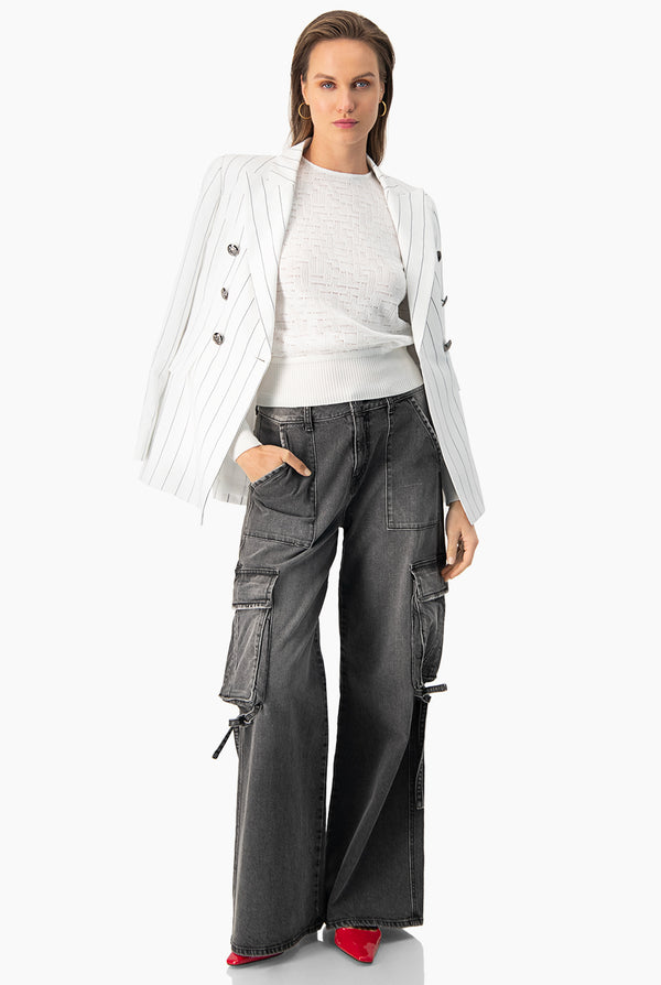 Jeans cargo negro de pierna amplia