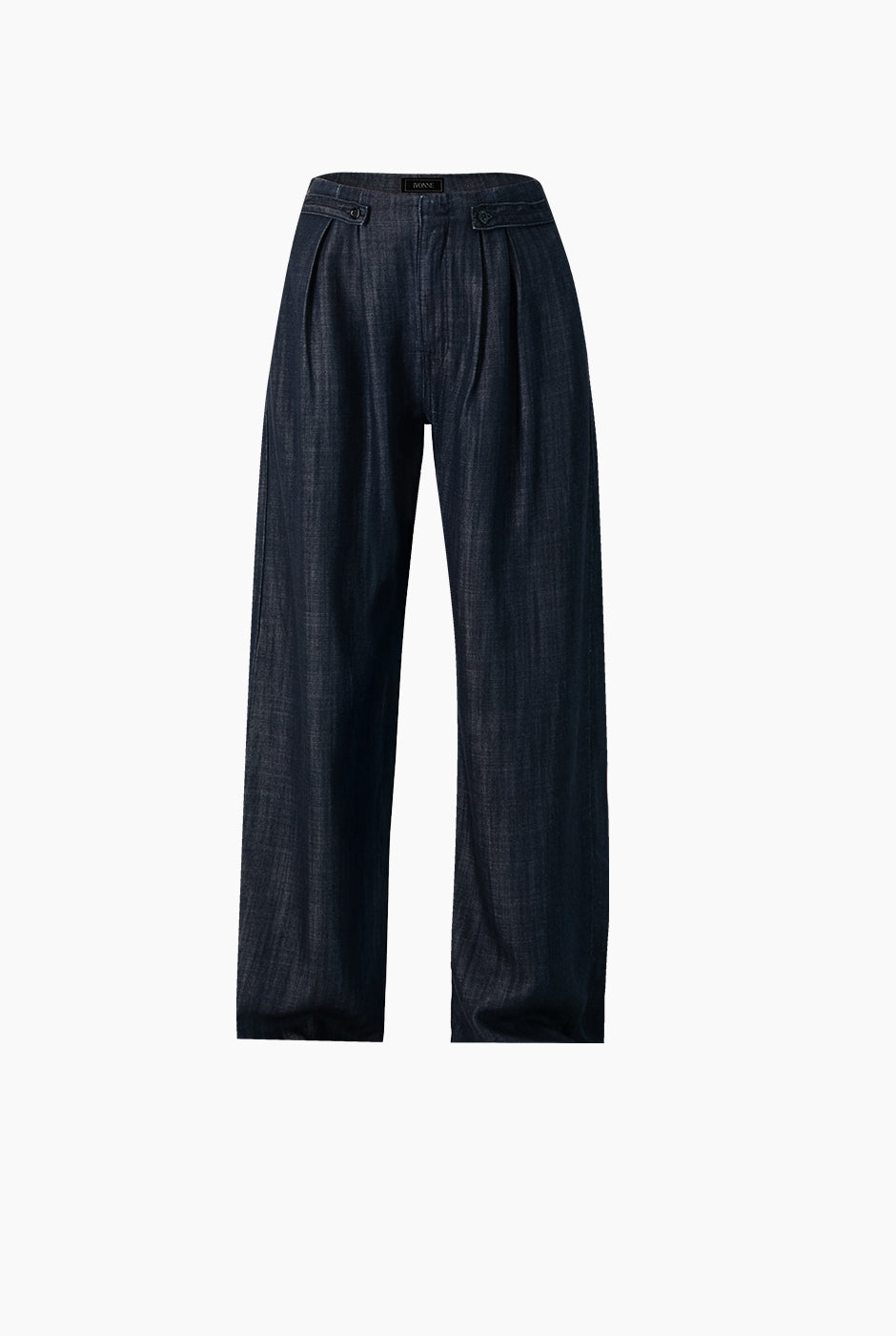 Jeans amplios azul marino con botones en pretina