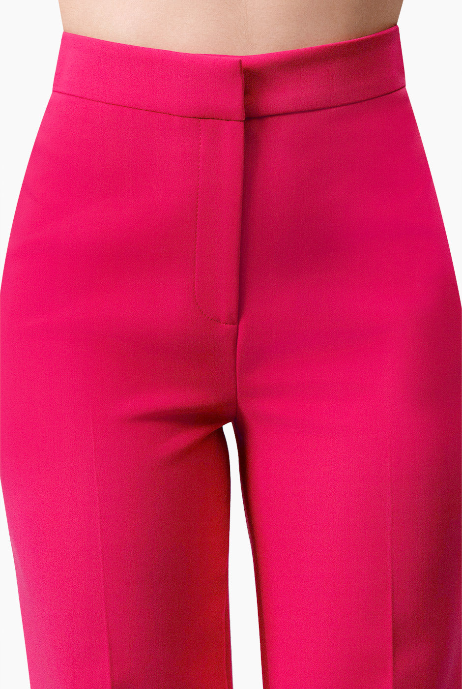 Pantalón sastreado recto fucsia con cierre frontal