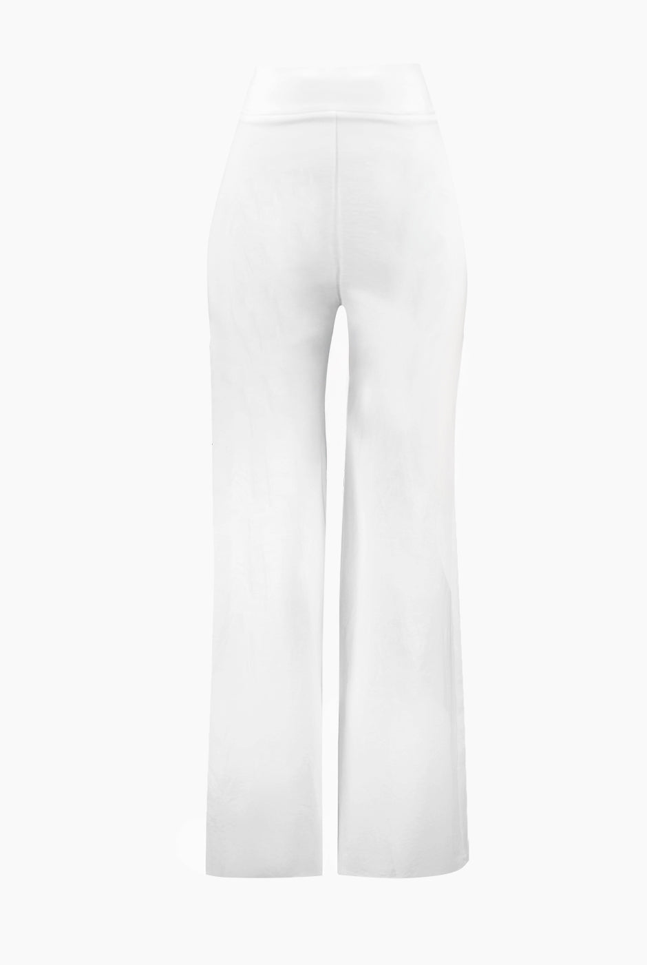 Pantalón liso natural con pierna amplia y cintura azul