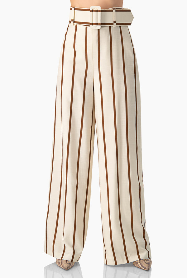 Pantalon rayado de pierna amplia