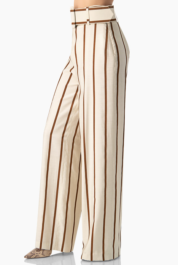 Pantalon rayado de pierna amplia