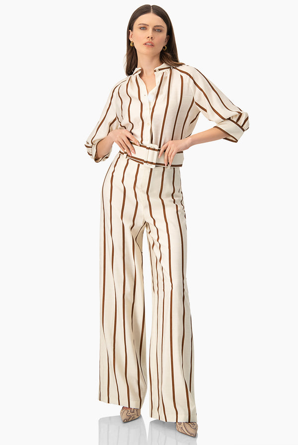 Pantalon rayado de pierna amplia