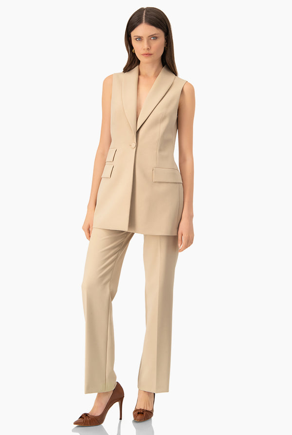 Pantalon sastreado en tono beige