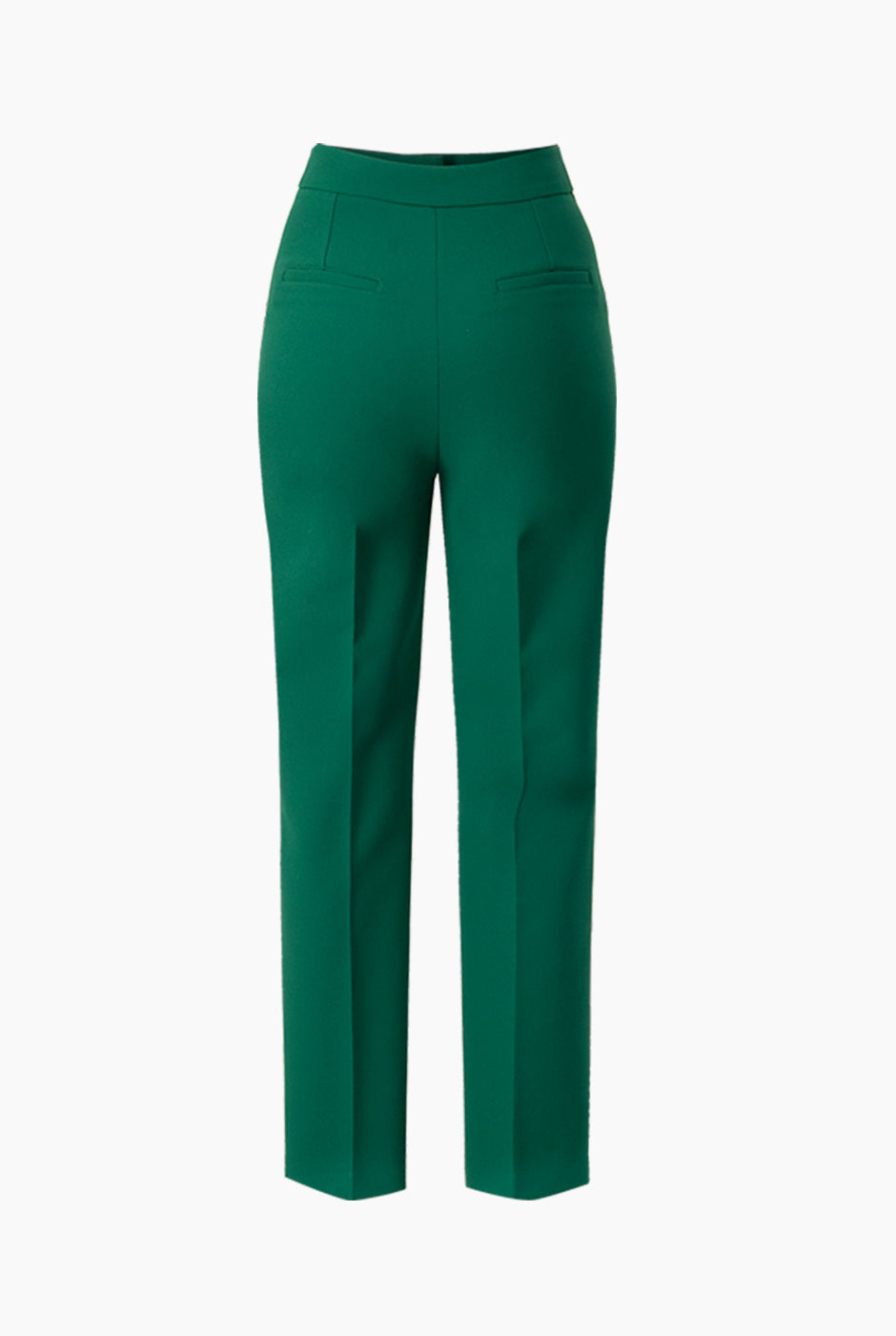 Pantalón recto sastreado verde con bolsillos y pliegues