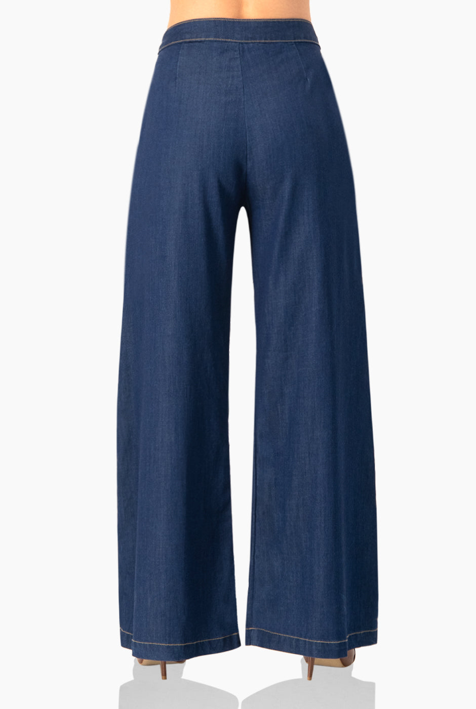 Jeans de pierna amplia en azul marino con bolsillos laterales