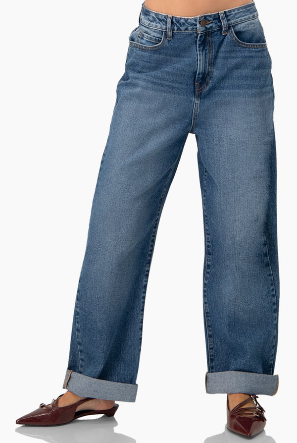 Jeans denim pierna amplia