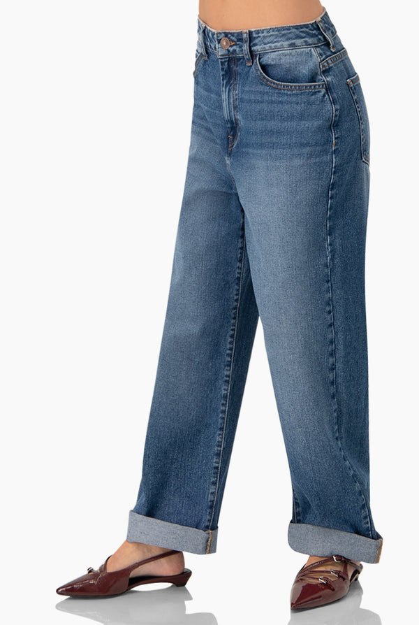 Jeans denim pierna amplia