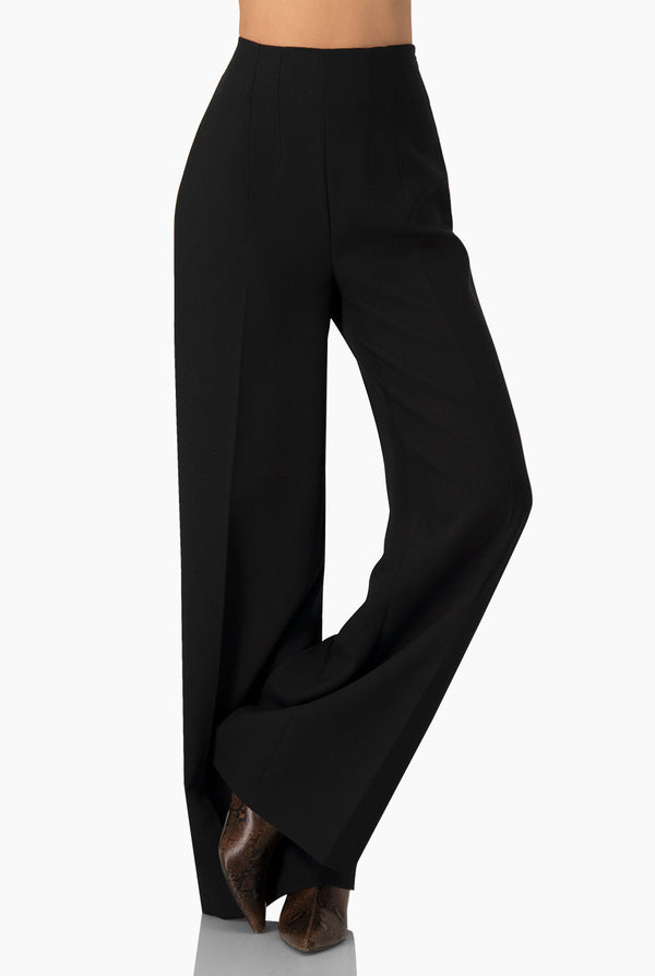 Pantalon liso negro de pierna ancha