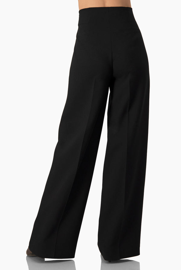 Pantalon liso negro de pierna ancha