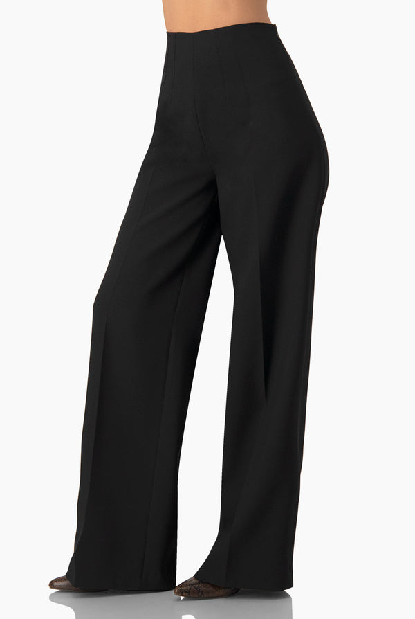 Pantalon liso negro de pierna ancha