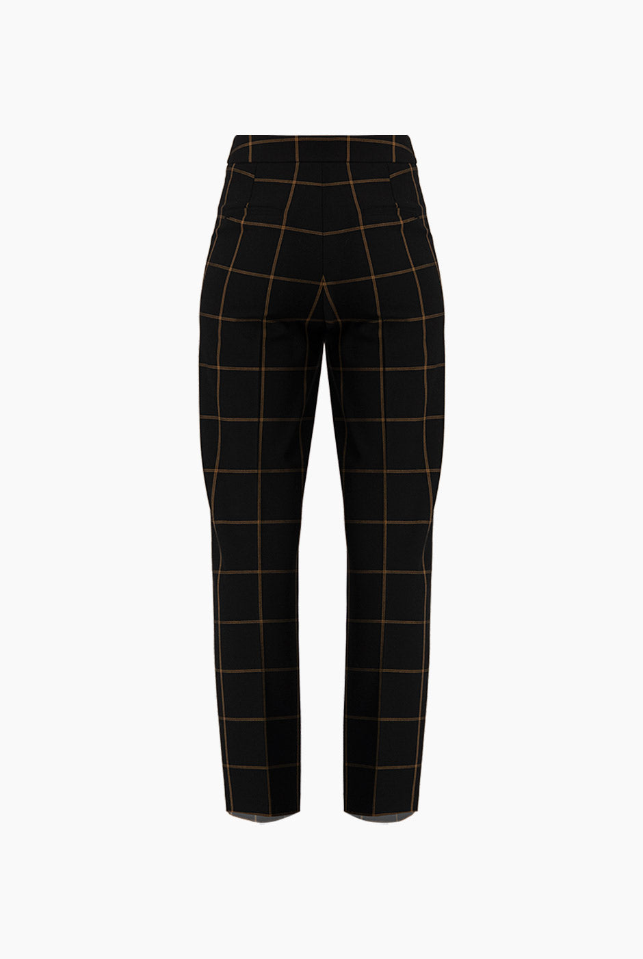 Pantalón recto sastreado negro con estampado de cuadros