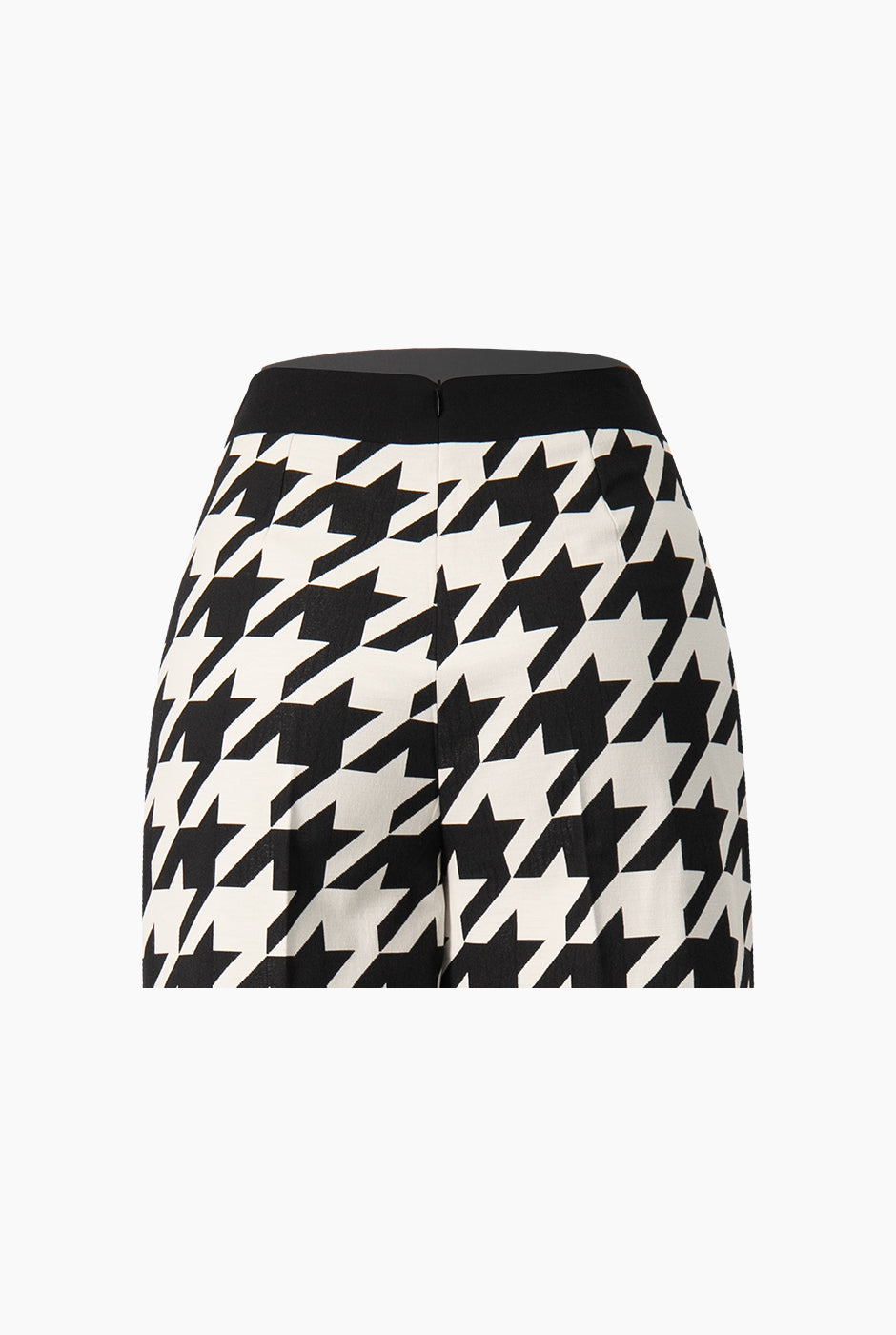 Short sastreado negro con estampado de pata de gallo y cierre trasero