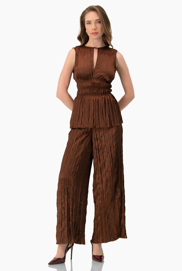 Pantalon de pierna amplia cafe