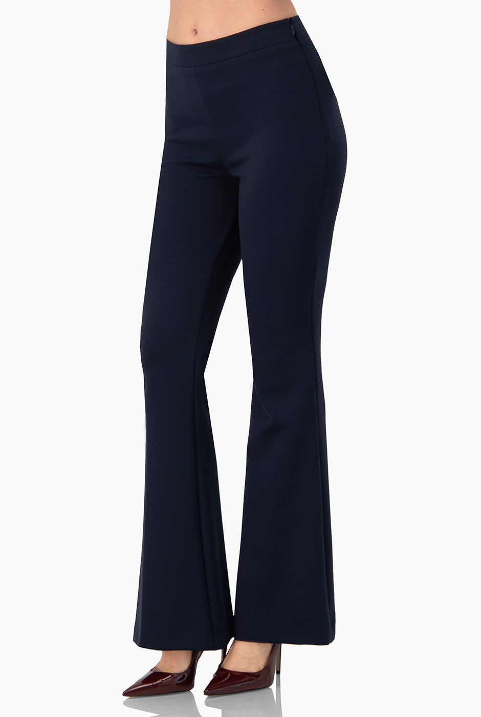 Pantalón marino semi acampanado con cierre lateral