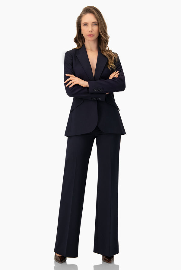 Pantalon liso recto marino