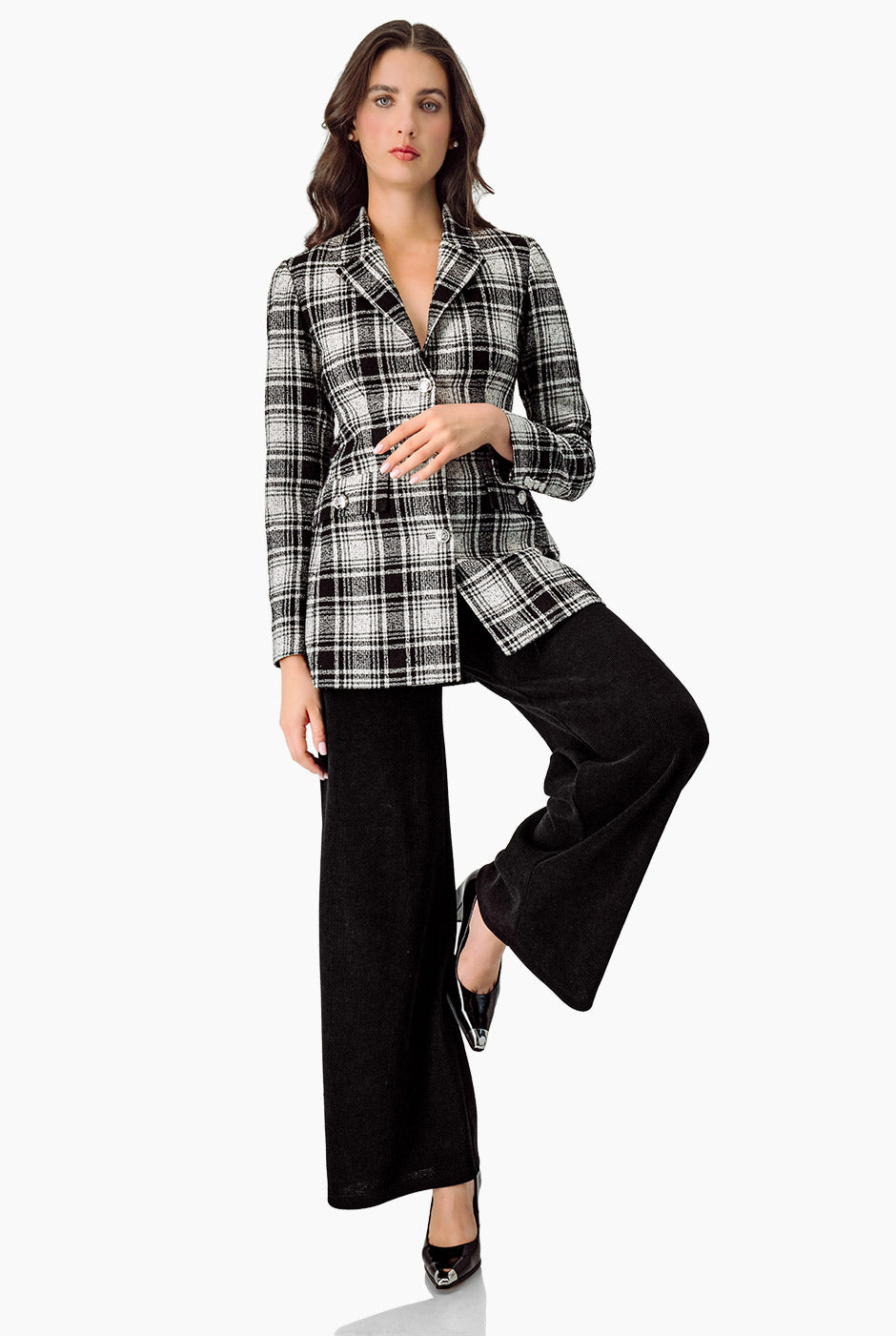 Pantalón recto negro elegante sin bolsas