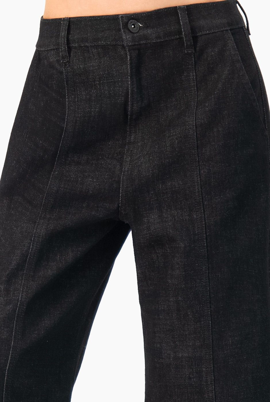 Jeans amplios negros de tiro alto con bolsillos delanteros