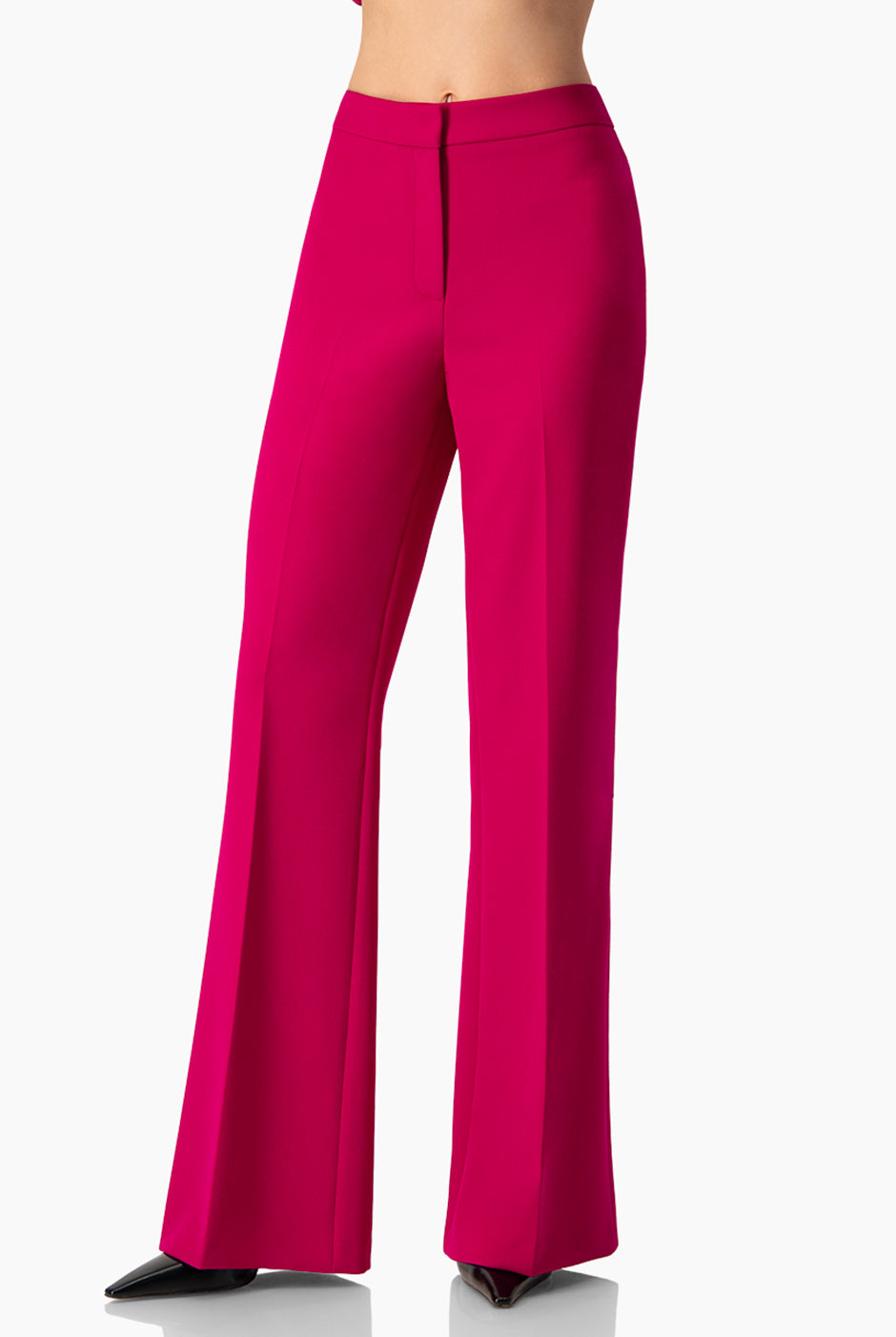 Pantalón recto fucsia con cierre y bolsillos simulados