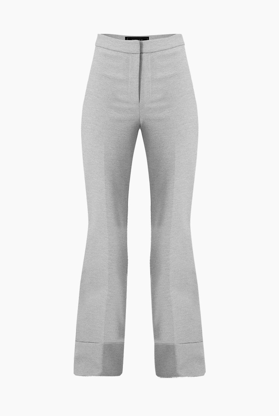 Pantalón campana gris con dobladillo ancho