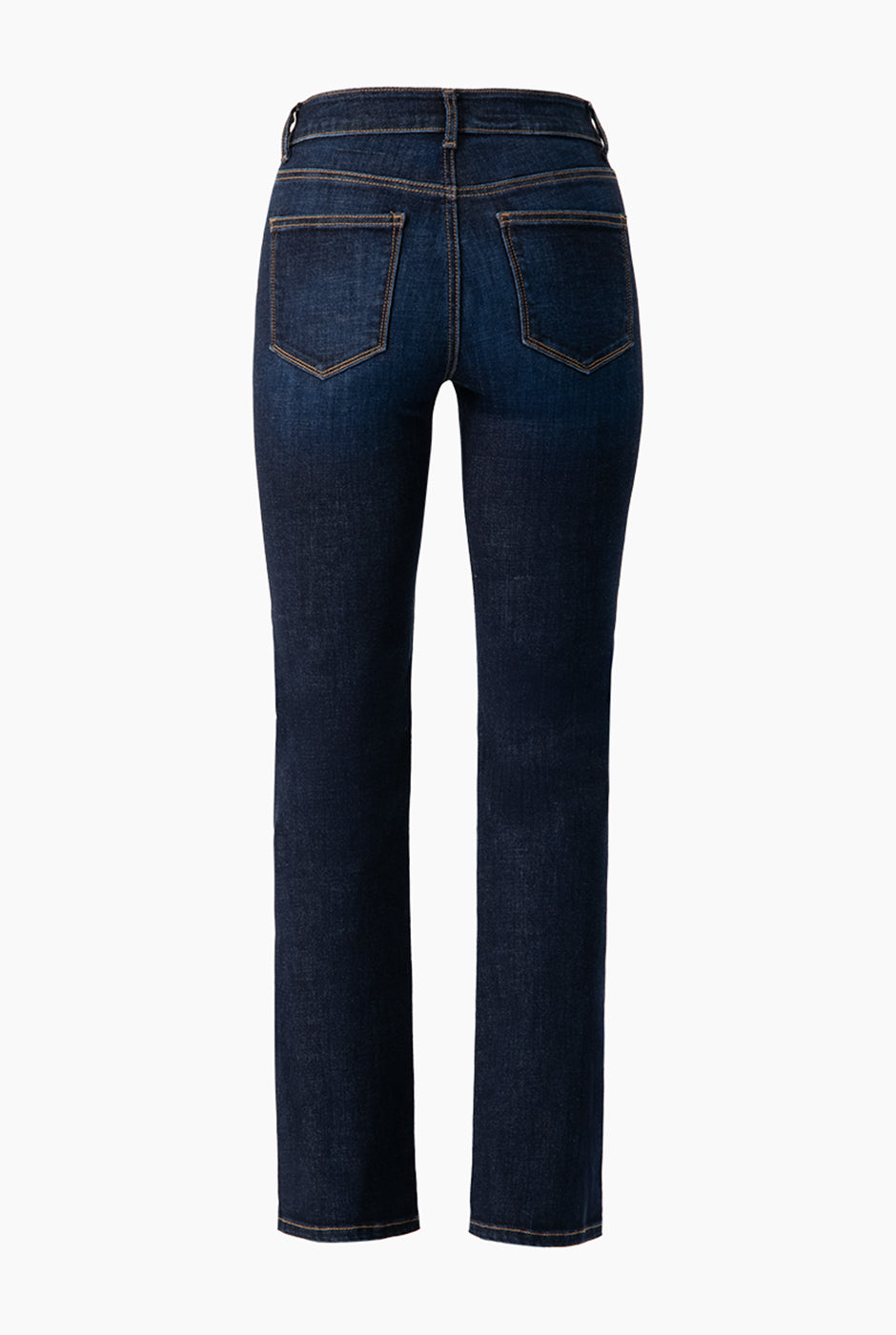 Jeans semi acampanados azul marino con bolsillos traseros de parche