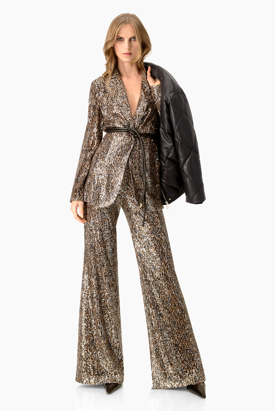 Pantalón acampanado de lentejuelas multicolor Ivonne