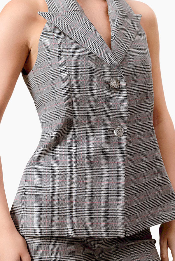 Chaleco de cruce sencillo y botones