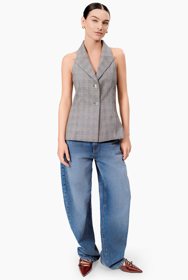 Chaleco de cruce sencillo y botones