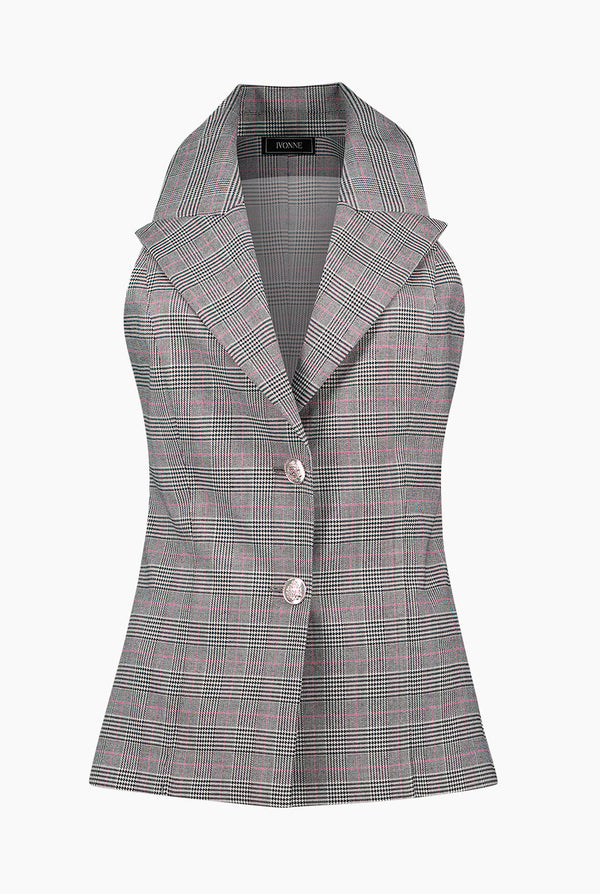 Chaleco de cruce sencillo y botones