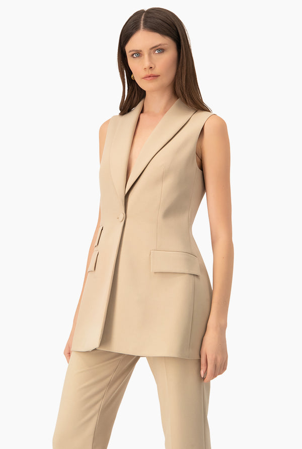 Chaleco largo con solapa