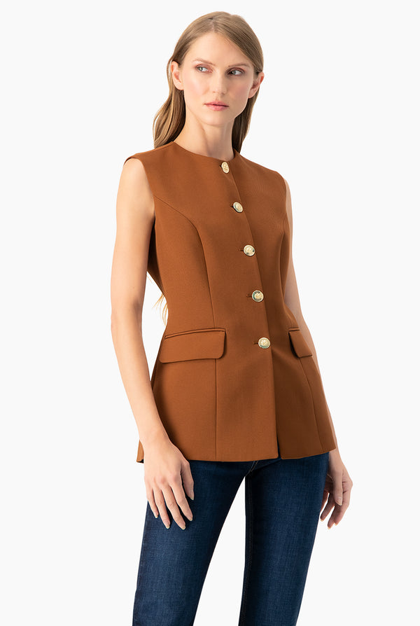 Chaleco liso con bolsillos