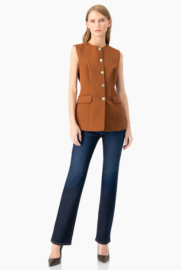 Chaleco liso con bolsillos