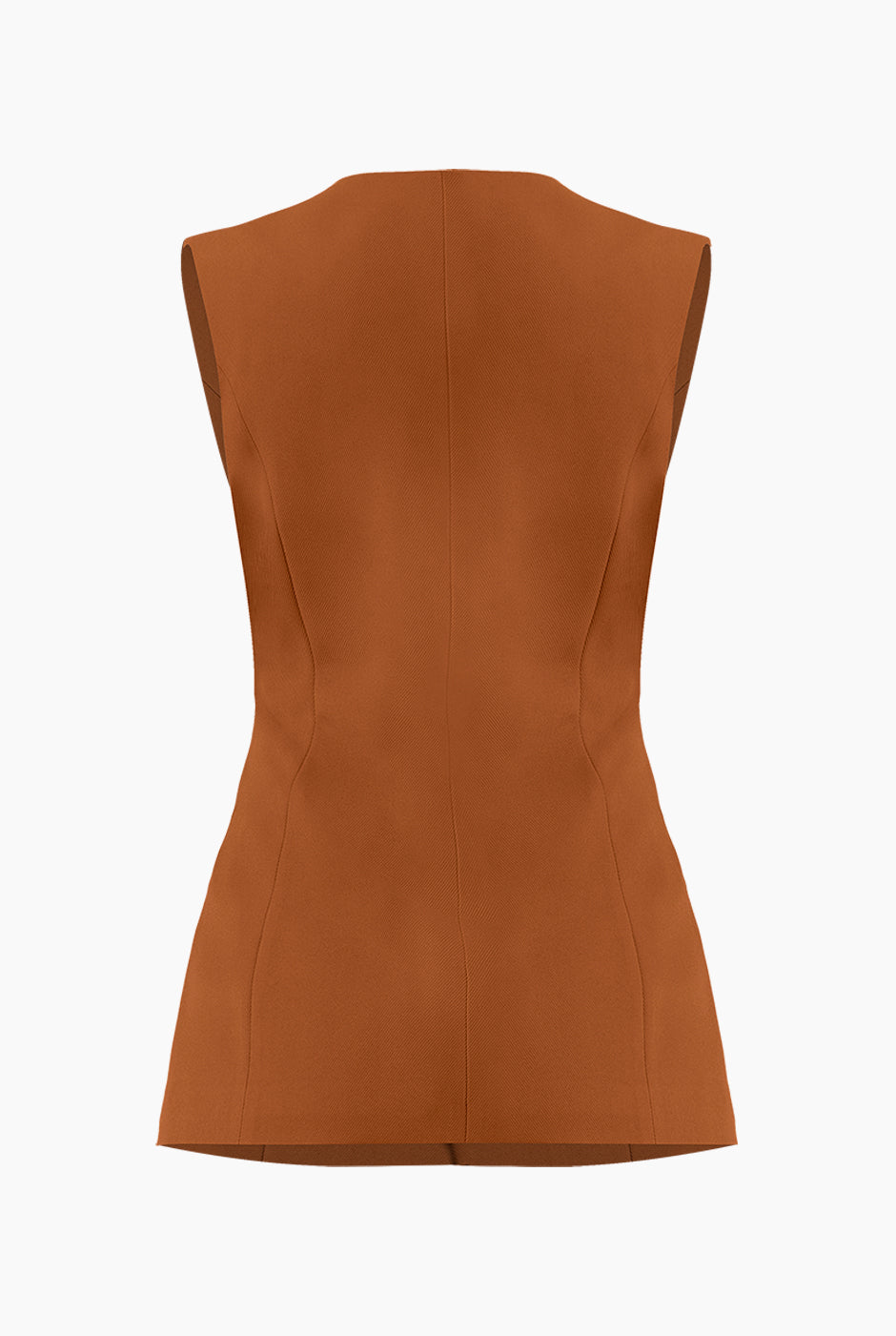 Chaleco café liso con botones dorados y bolsillos