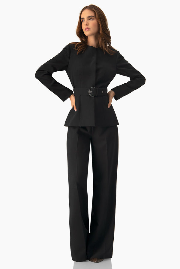 Saco liso y cinturon