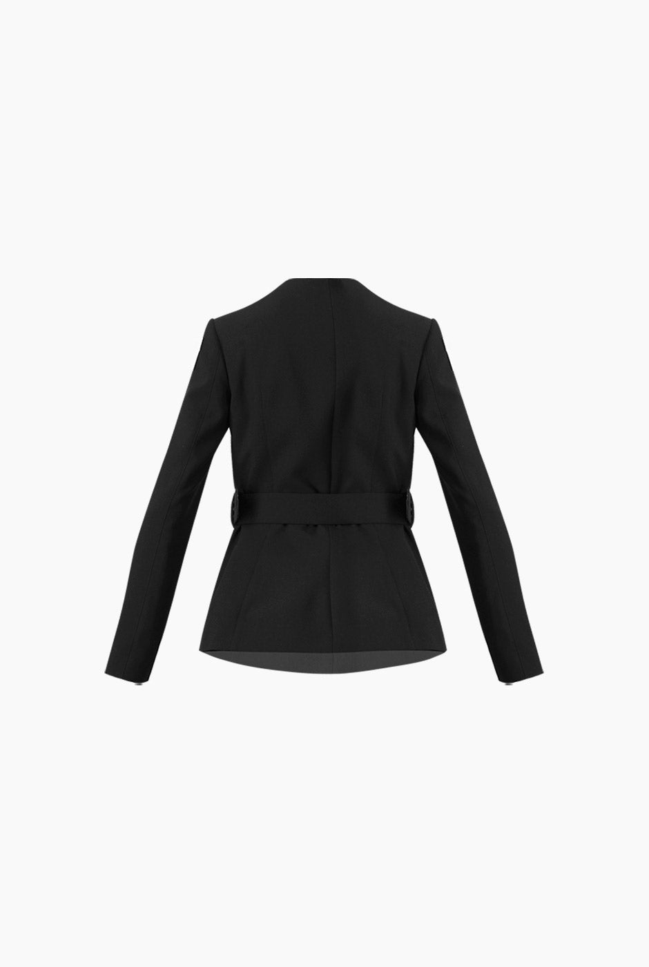 Saco negro entallado con cinturón metálico