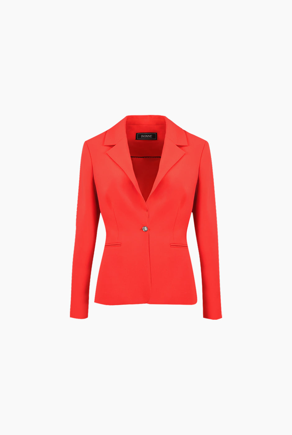 Saco liso rojo sastreado con solapa y botón central