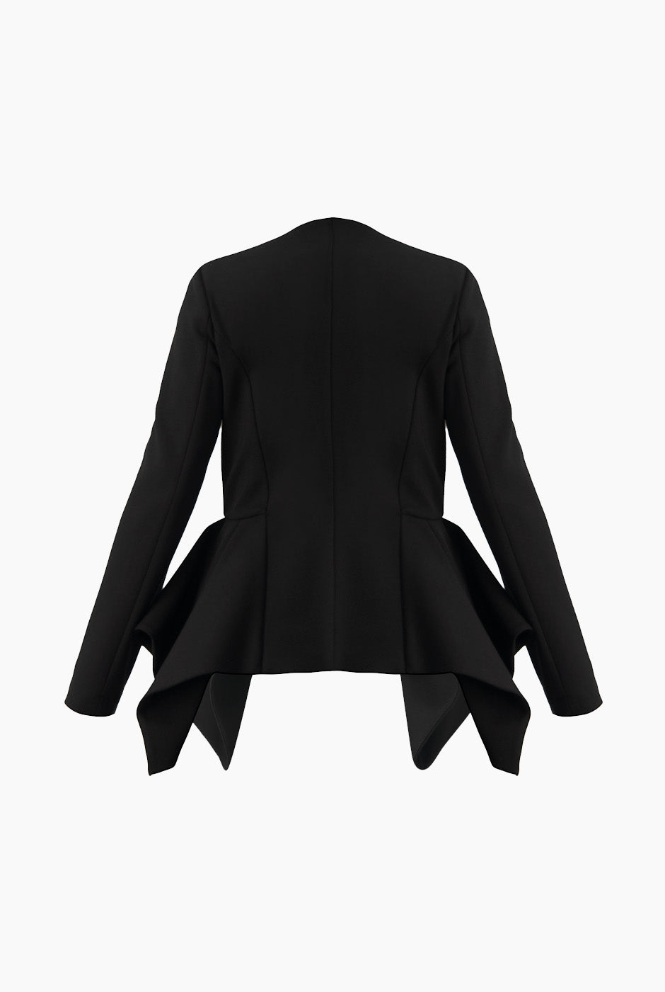 Saco peplum negro con escote en V y botones frontales