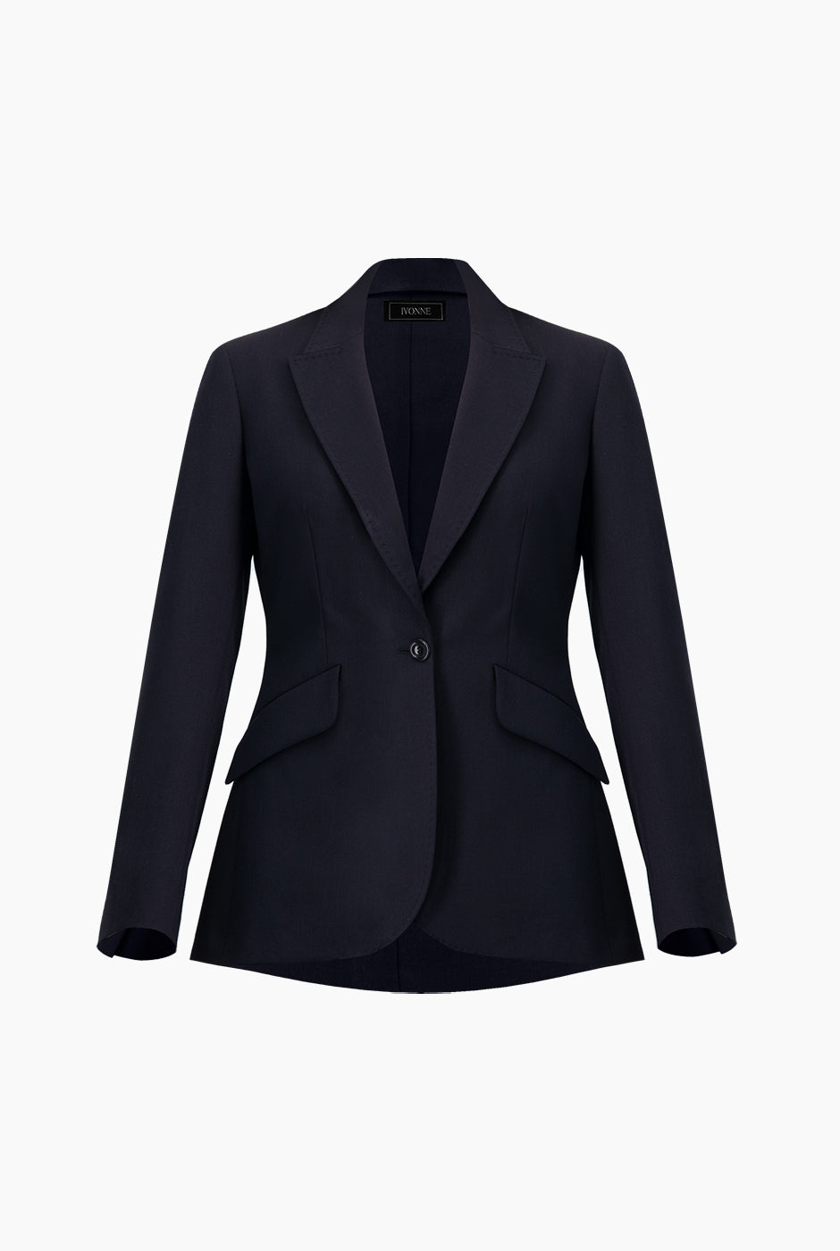 Saco blazer azul marino sastreado de Ivonne con un botón