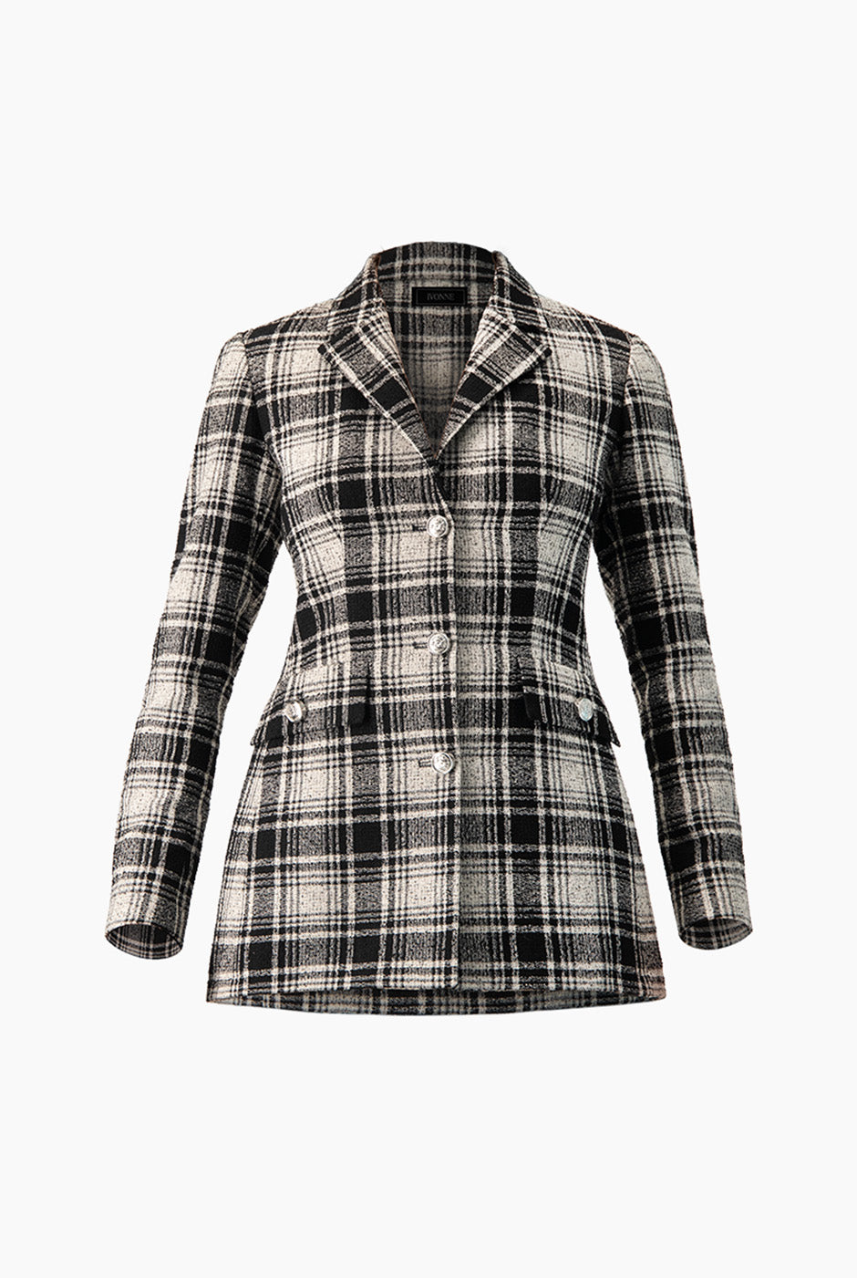 Saco blazer negro con botones y bolsillos de Ivonne