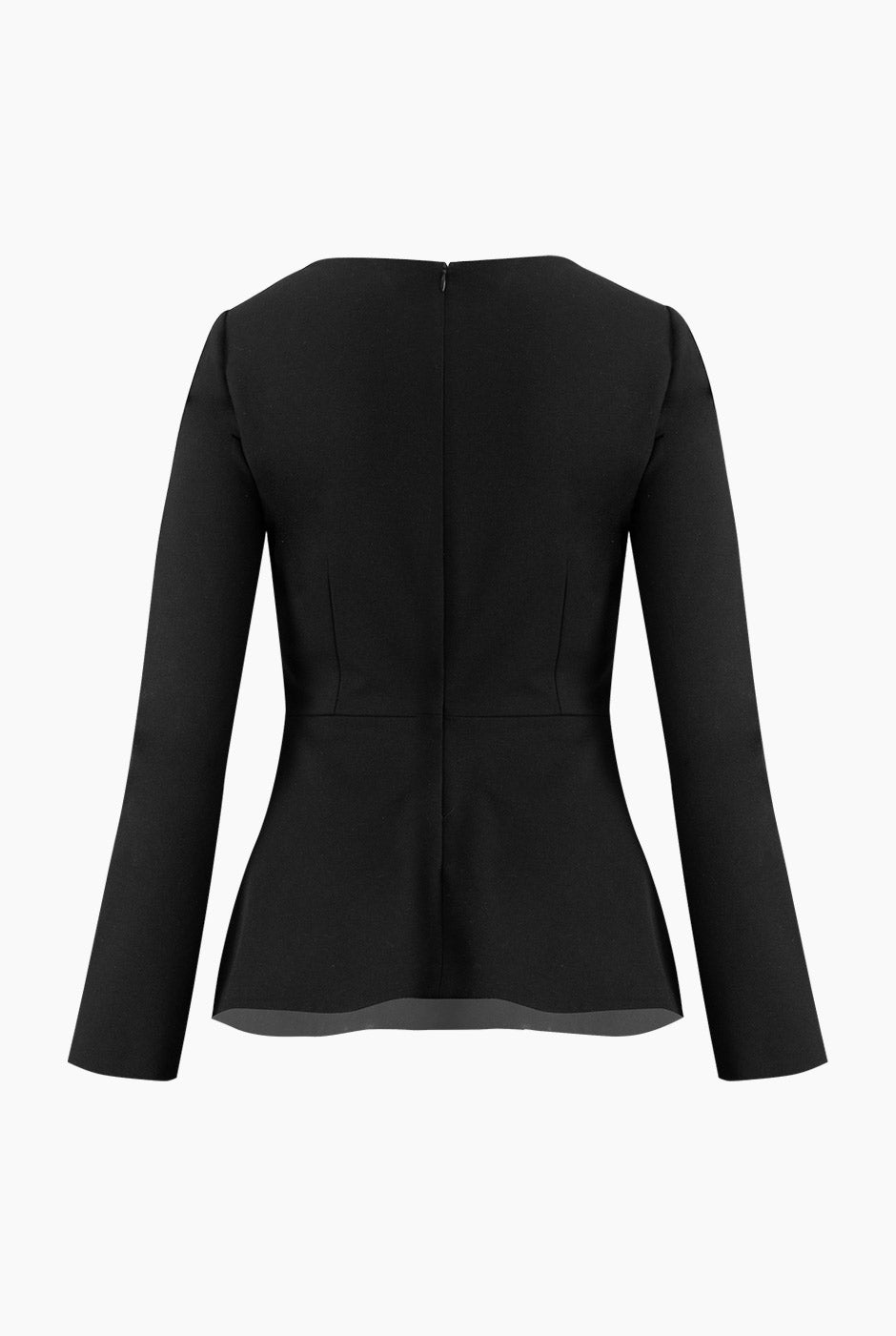 Saco negro con cierre y escote en V