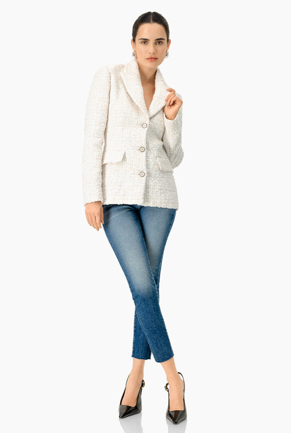 Saco cruzado tejido con 3 botones