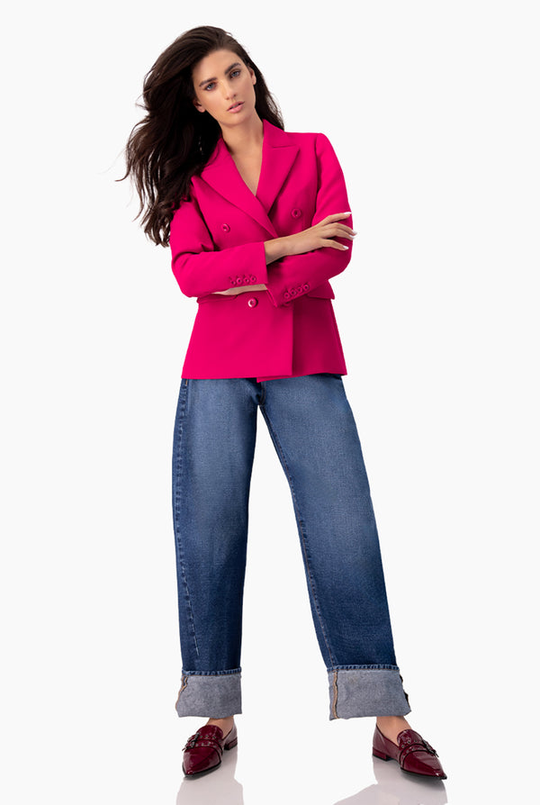 Saco cruzado en tono fucsia
