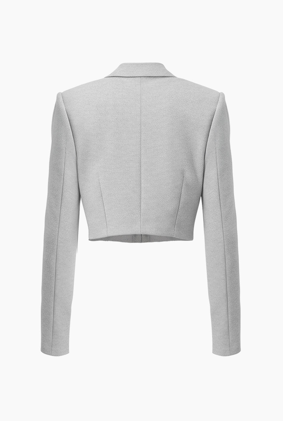 Saco torero gris elegante con solapa y broche