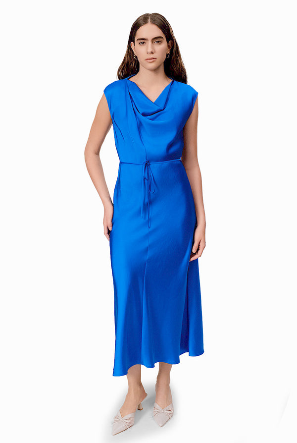 Vestido largo manga caida