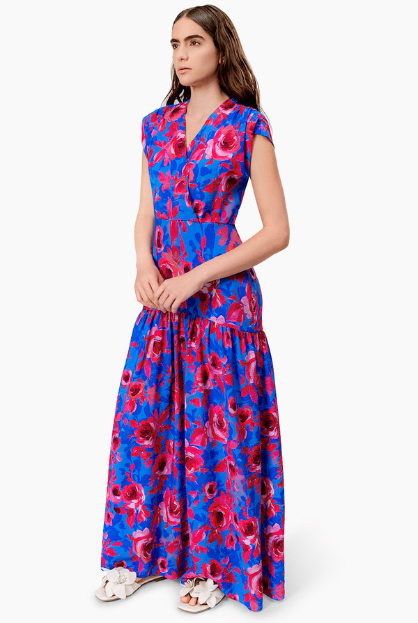 Vestido maxi estampado escote en V