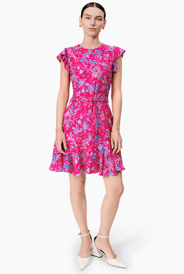 Vestido estampado de manga olan