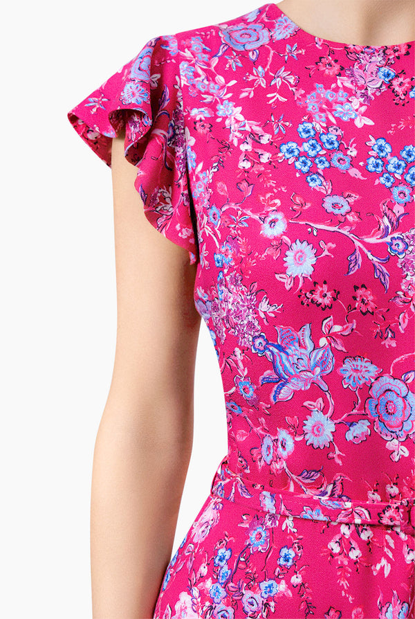 Vestido estampado de manga olan