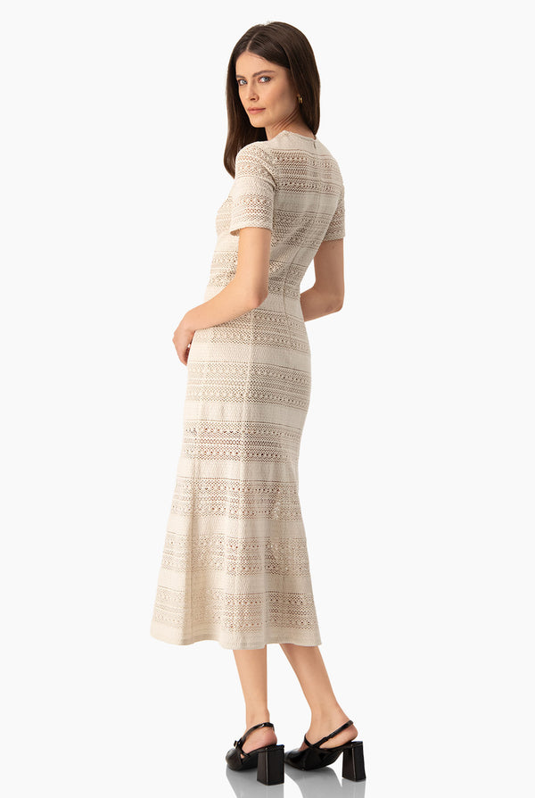 Vestido largo tejido color natural